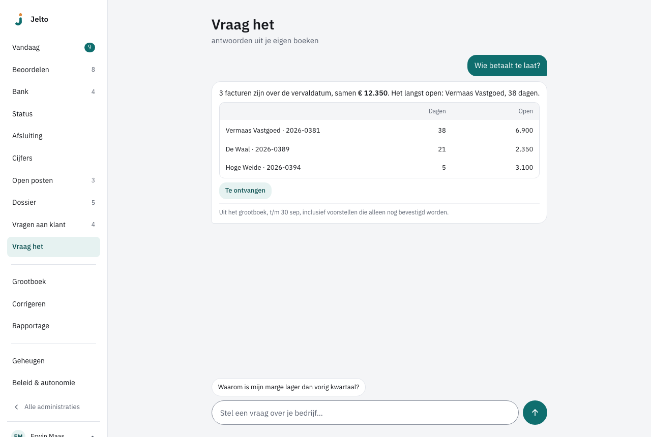 Vraag het met de vraag Wie betaalt te laat? en het antwoord met drie facturen