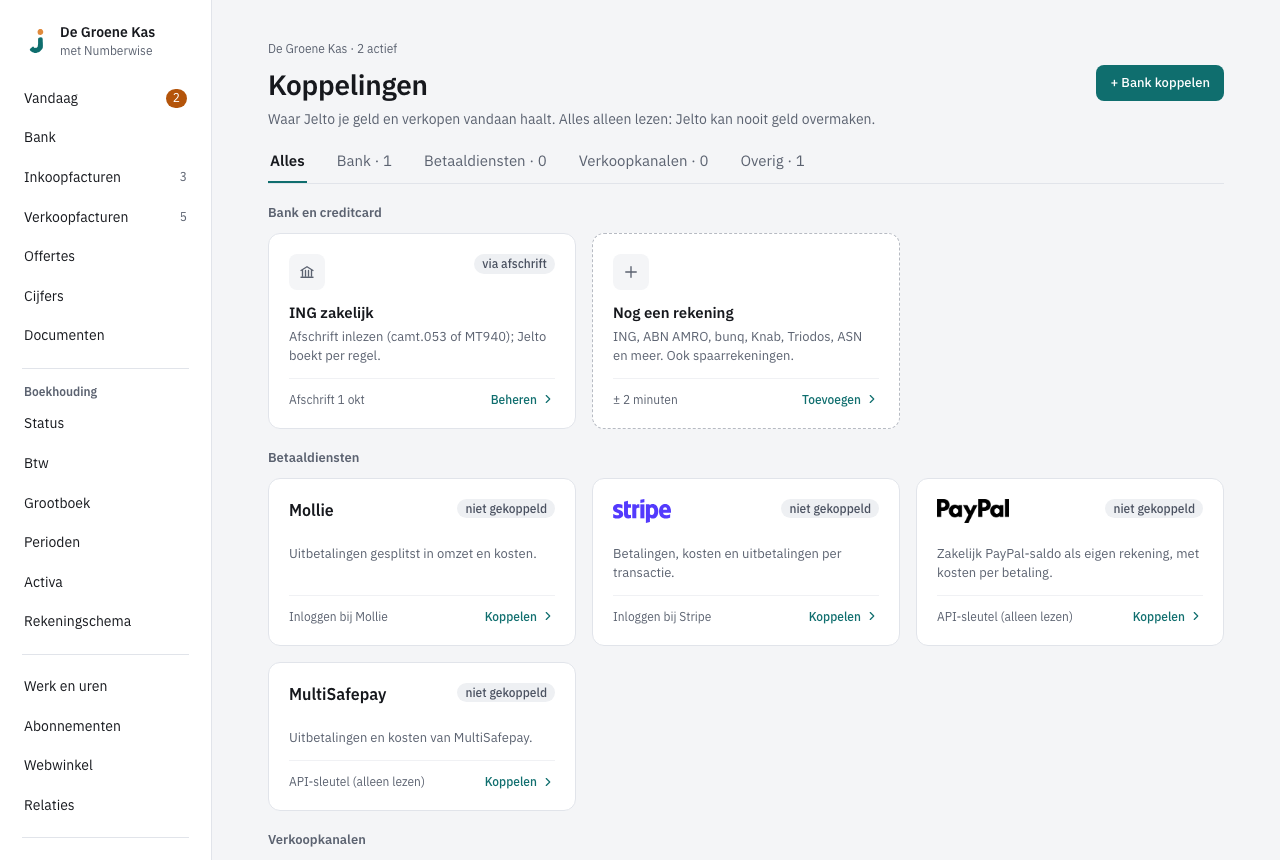 Koppelingen op de computer, met filters en tegels